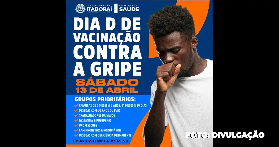 Itaboraí terá Dia D de vacinação contra Influenza neste sábado (13/04)