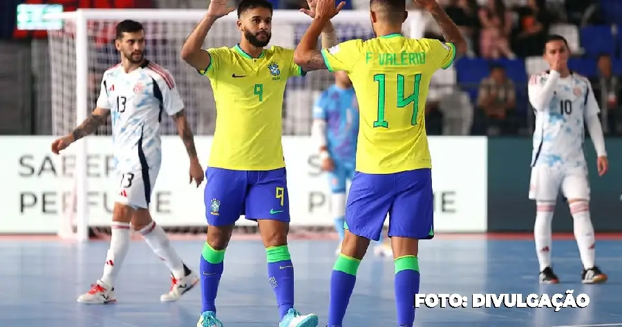 Brasil goleia Costa Rica e está nas quartas de final da Copa do Mundo de Futsal