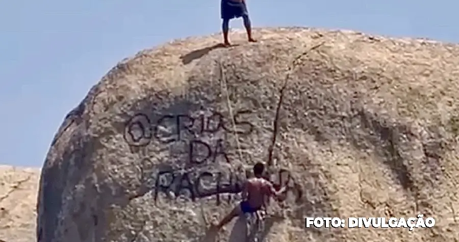 VÍDEO: Flagrante de Vandalismo na Pedra da Baleia em Niterói