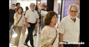 Sérgio Chapelin em passeio raro com sua esposa Regina Ghiaroni no Rio de Janeiro